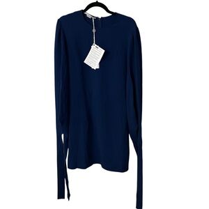 Stella McCartney Women’s Long Tie Sleeve Dress in Midnight Blue Size L, 44 NWT